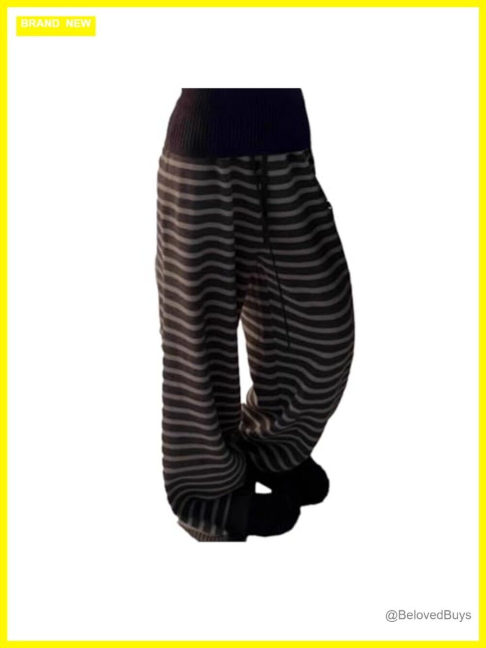 Women's Striped Wide Leg Lounge Pants Loose Fit Y2K Grunge Style Pajama Bottoms